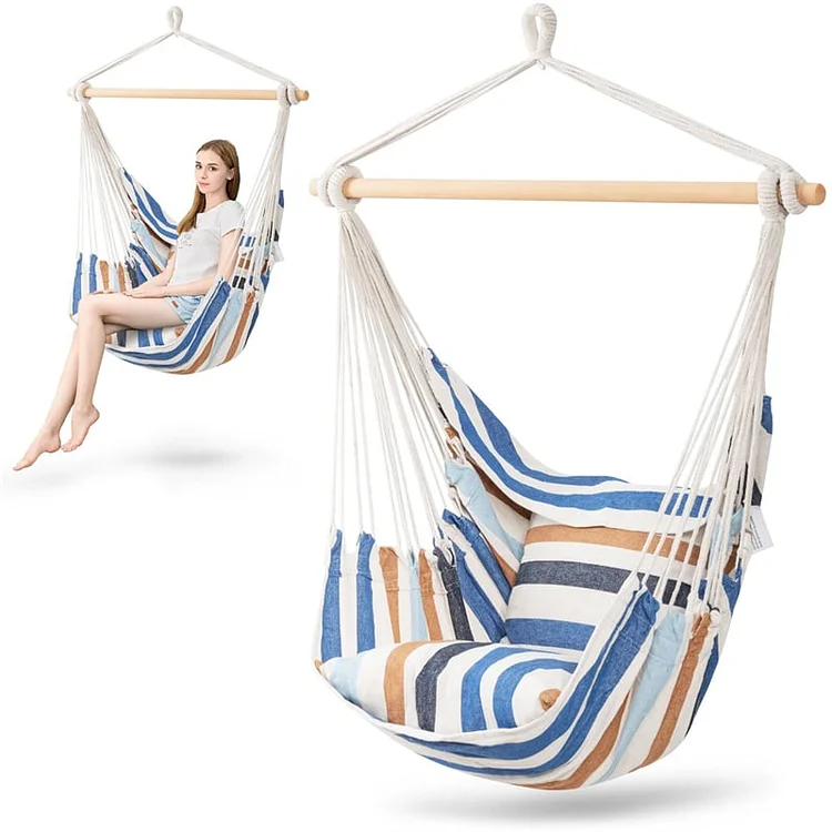 🔥kukelife🔥Docenin™Outdoor Porch Yard Deluxe Hammock Chair Hanging Rope Swing