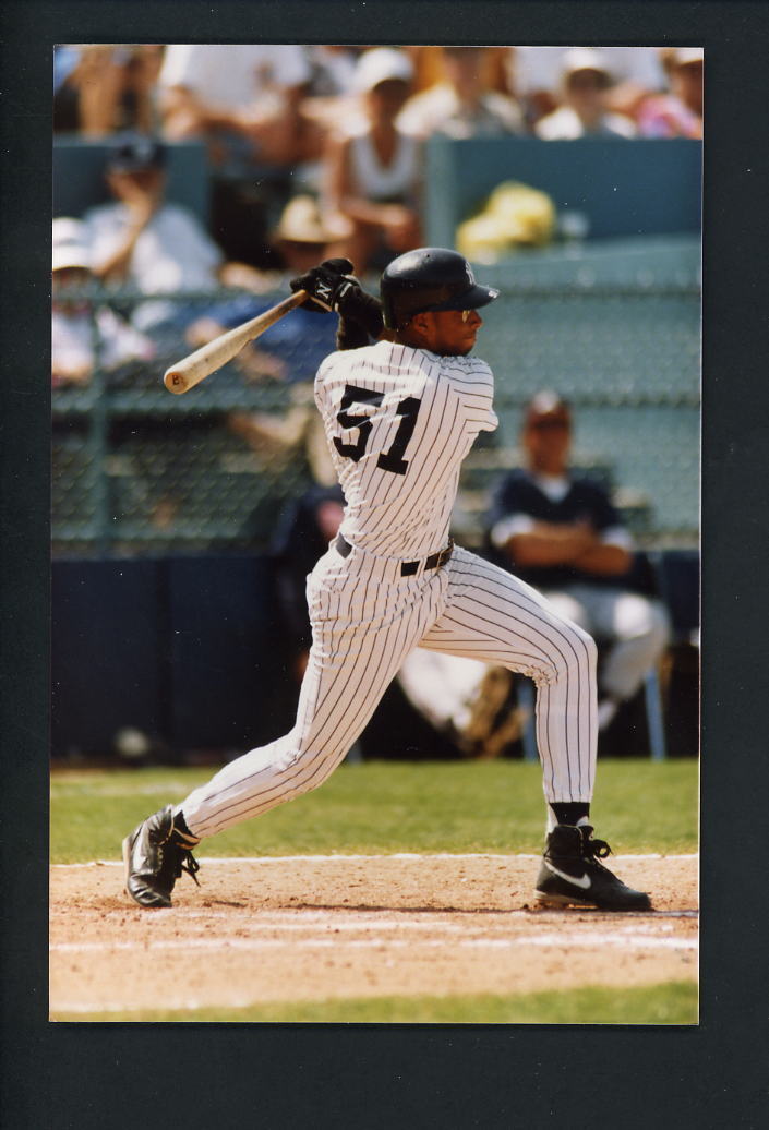 Bernie Williams circa 1992 Press Original Color Photo Poster painting batting New York Yankees