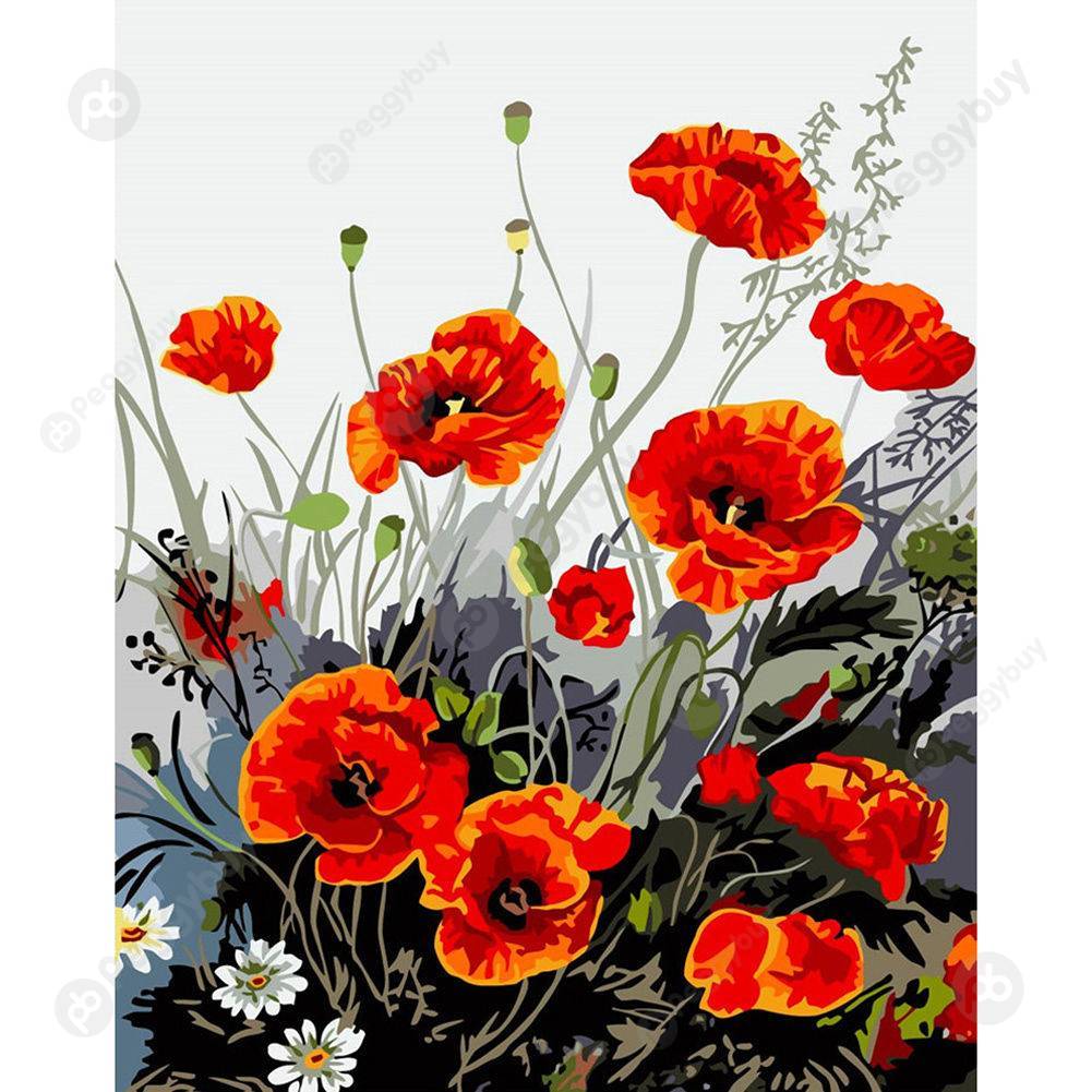 

40*50CM Paint By Numbers-Red Flowers, 501 Original