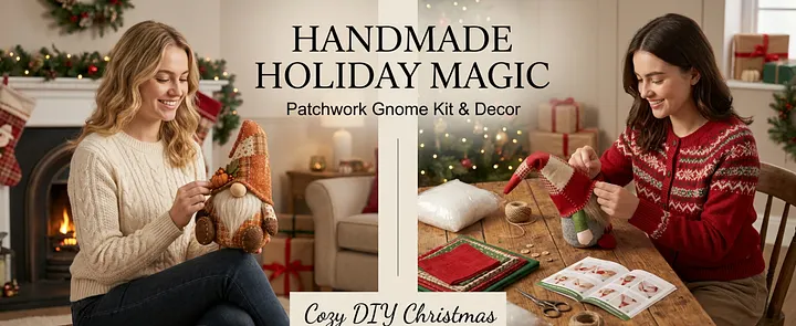 HANDMADE HOLIDAY MAGIC Patchwork Gnome Kit & Decor