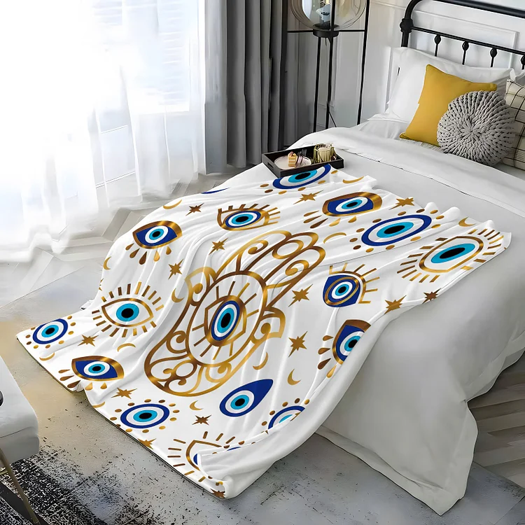 Olivenorma Evil Eye Hamsa 3D Digital Print Flannel Blanket