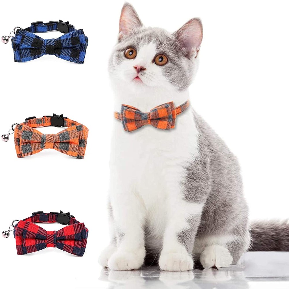 

Adrimer Cat Collar With Bow Tie - Pack Of 3 Plaid Collars For Cat And Certa, 501 Original