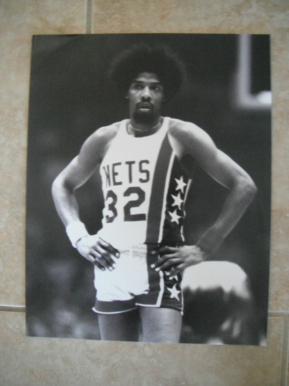 Julius Erving Dr J Basketball B&W 11x14 Promo Photo Poster painting #2