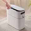 Trash Can Narrow Garbage Container Bin with Press Type Lid for Bathroom Kitchen