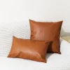 Plain Brown PU Leather Home Living Creative Cushion Pillow Cover