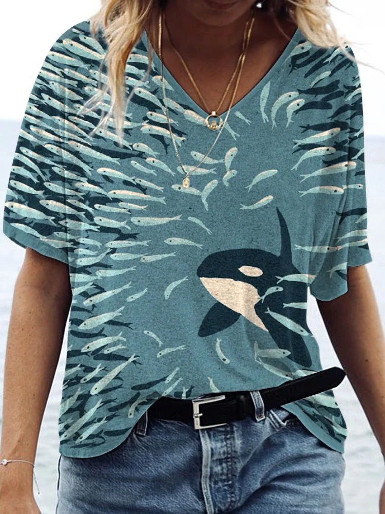 VChics Lovely Penguin Embroidery Art Vintage T Shirt