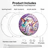 (25cm)DIY Acrylic Jigsaw Puzzle Window Hanging with Hanging Chain DIY Stained Glass Decoration Round Window Puzzle Decor for DIY Craft Project (Stained Glass Hummingbirds)