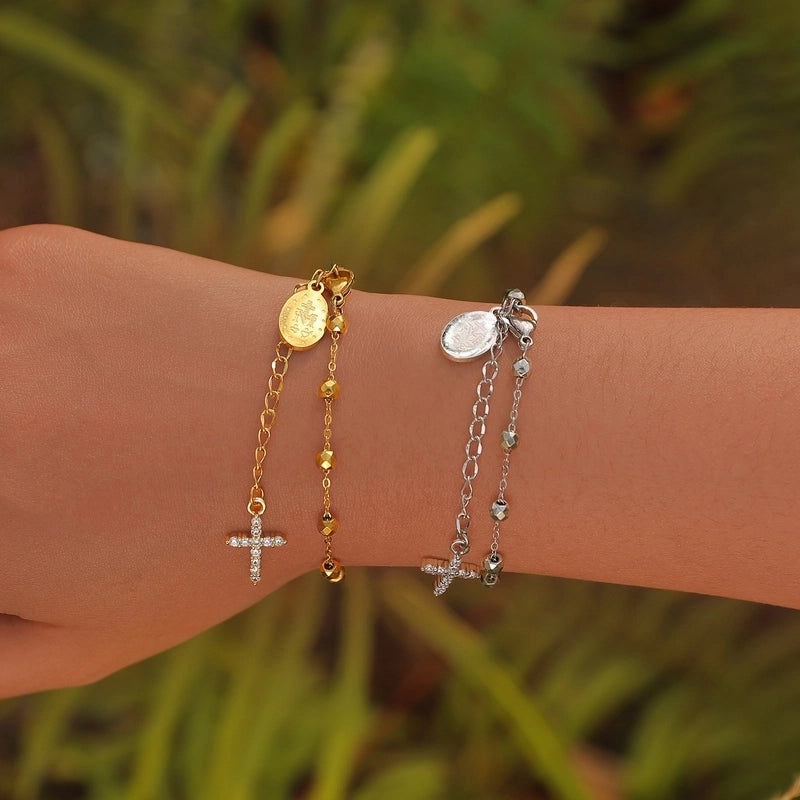 Elegant Lady IG Style Portrait Virgin Mary 304 Stainless Steel 18K Gold Plated Bracelets In Bulk Stainless Steel Bracelets