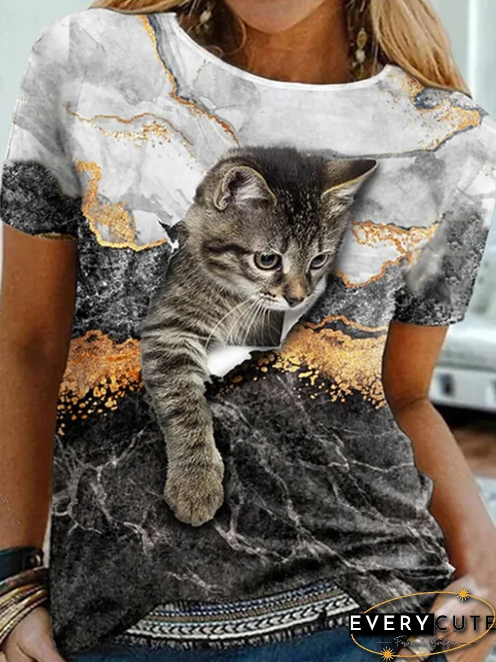 Casual Comfortable Print Short Sleeve T-Shirt