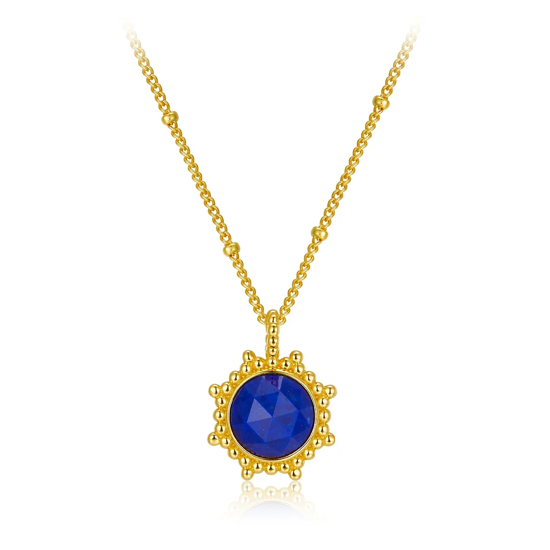Natural Lapis Lazuli Blue Sunflower Necklace