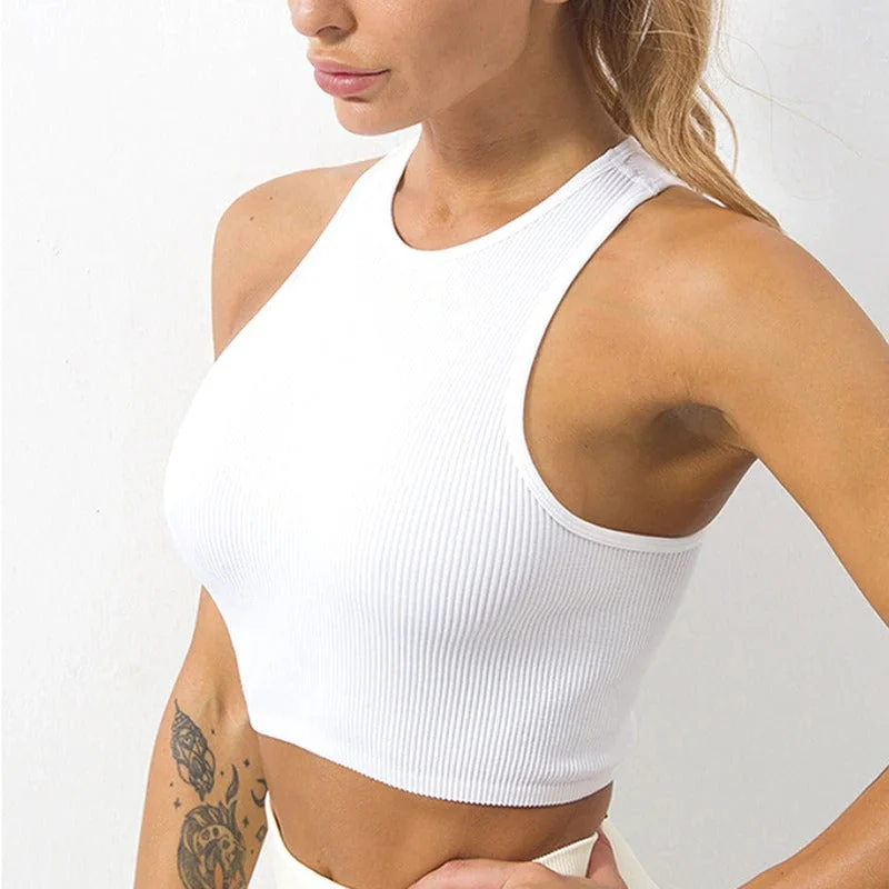 Seamless and Elastic Basic Everyday Crop Tops