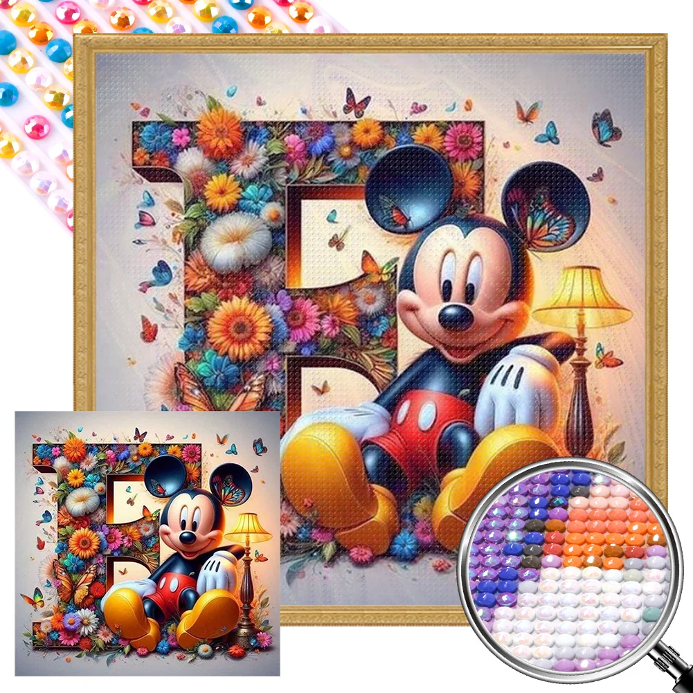Partial AB Diamond Painting - Full Round Drill - Mickey Minnie Letters(Canvas|35*35cm)