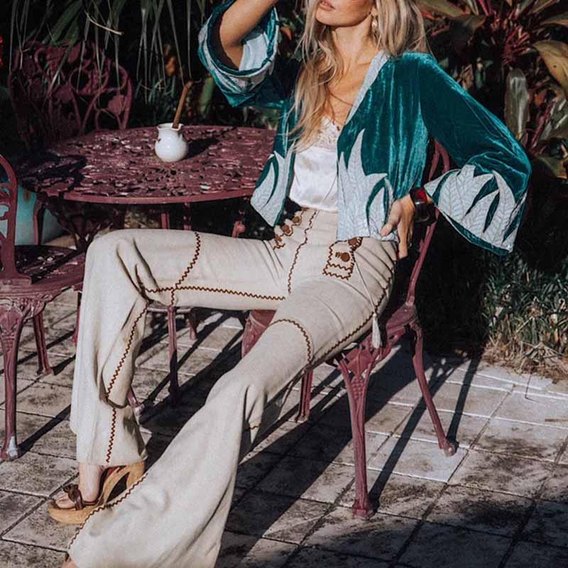 Vintage Fashion Print Long Sleeve Cropped Jacket wearshes