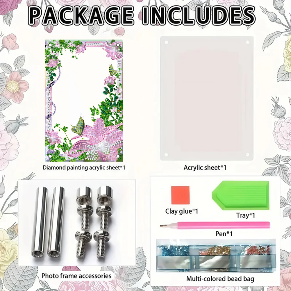 Special Shape Butterfly Flowers Table Top Diamond Painting Frame Kits for Adults