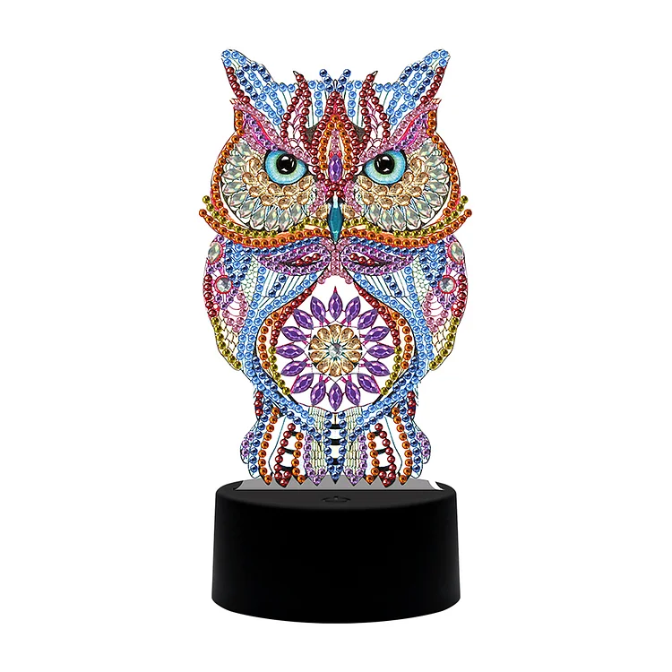 DIY Special Shaped Diamond Painting Owl LED Light Cross Stitch Embroidery