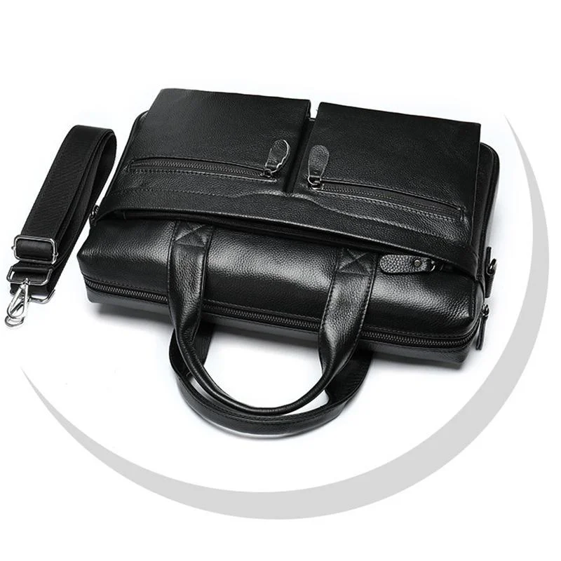 Business Fashion 14 Inch Laptop Briefcase Soft Leather Handbags