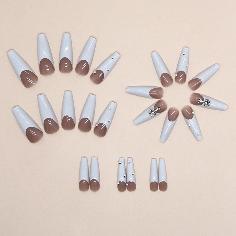 Churchf Churchf White French Croo Sweet Cool Spice Girl Nail Flash Fake Nails Ins Wind Wear Armor