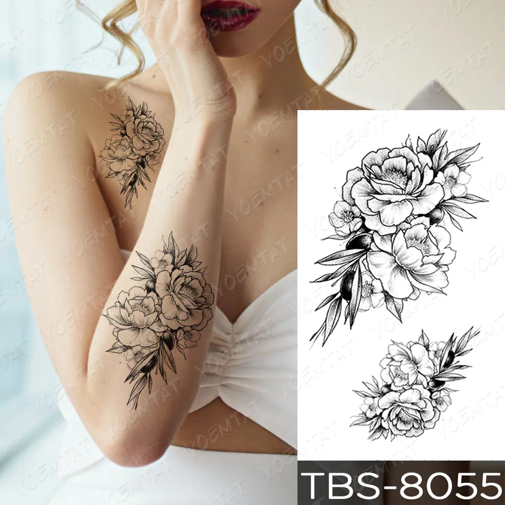 Sdrawing Temporary Tattoo Sticker Henna Mehndi Totem Flash Tatto Lotus Flower Hand Fingers Body Art Arm Fake Tatoo Men Women