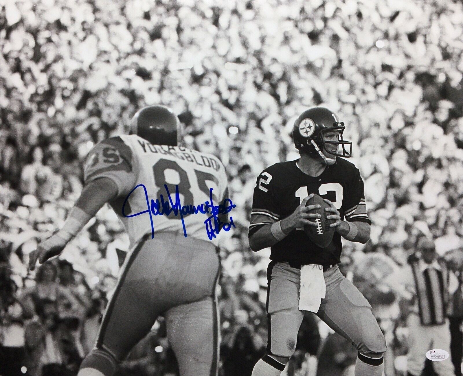 Jack Youngblood Signed 16x20 Photo Poster painting vs. Bradshaw HOF 01