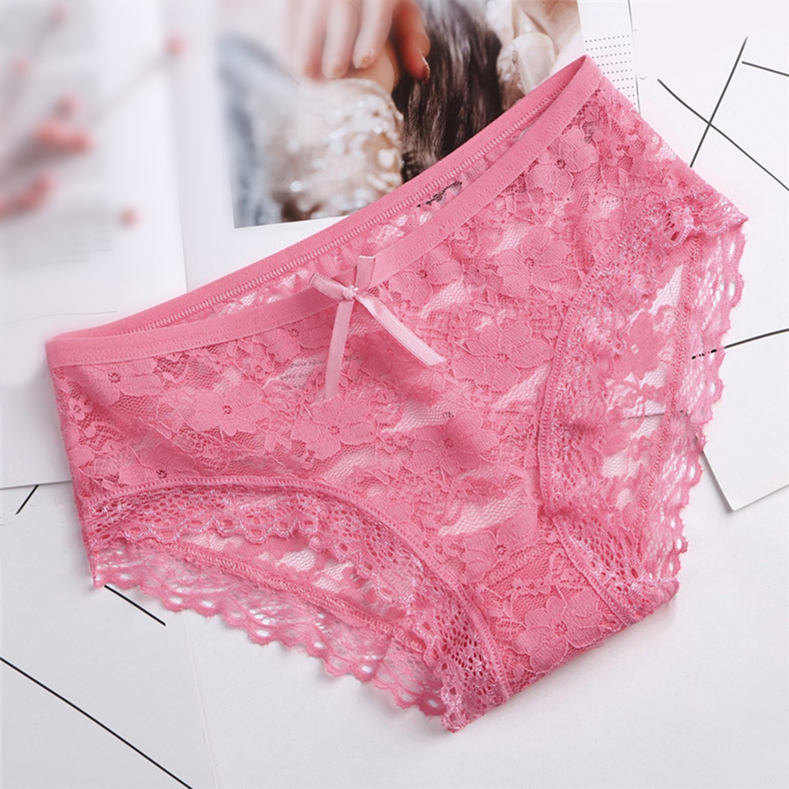 Ufawd Hollow Out Women's Lace Sexy Panties Women Lace Panties Underwear Sexy Hollow Mesh Trousers Bow Low Waist Panties трусы женские