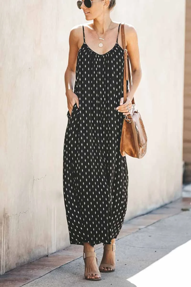 Spotted Print Strap Sexy Jumpsuit