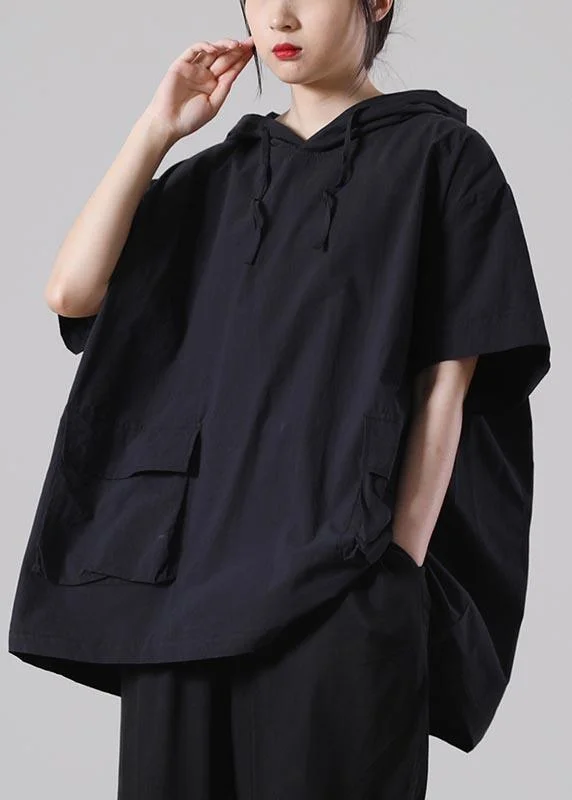 Handmade Black Pockets Summer Cotton Top