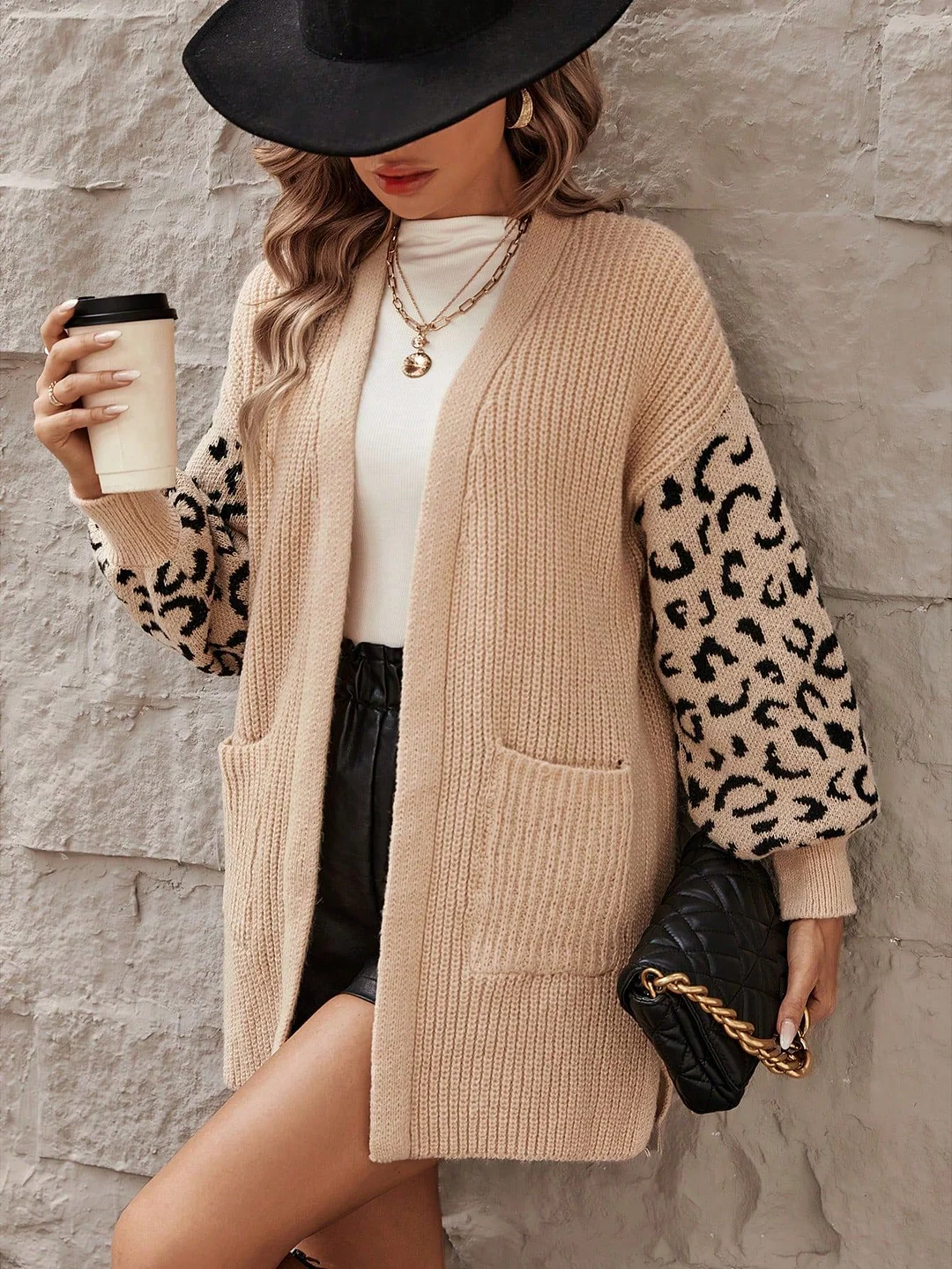 Nigikala Nigikala Spring And Autumn Leopard Prints Knitted Cardigan Women Fashion Lazy Loose Sweater Women
