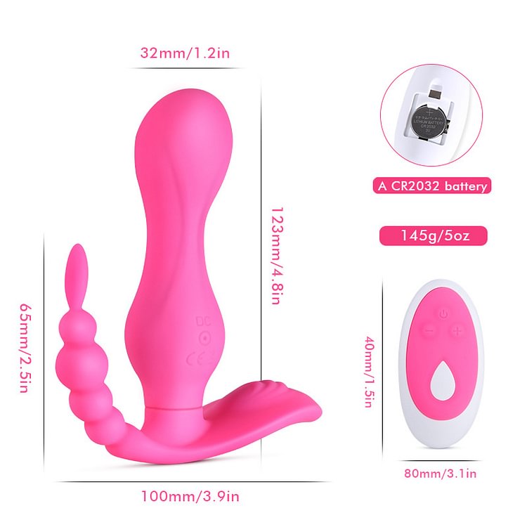 Double Head Silicone Vibrator with Remote Control Rose Toy