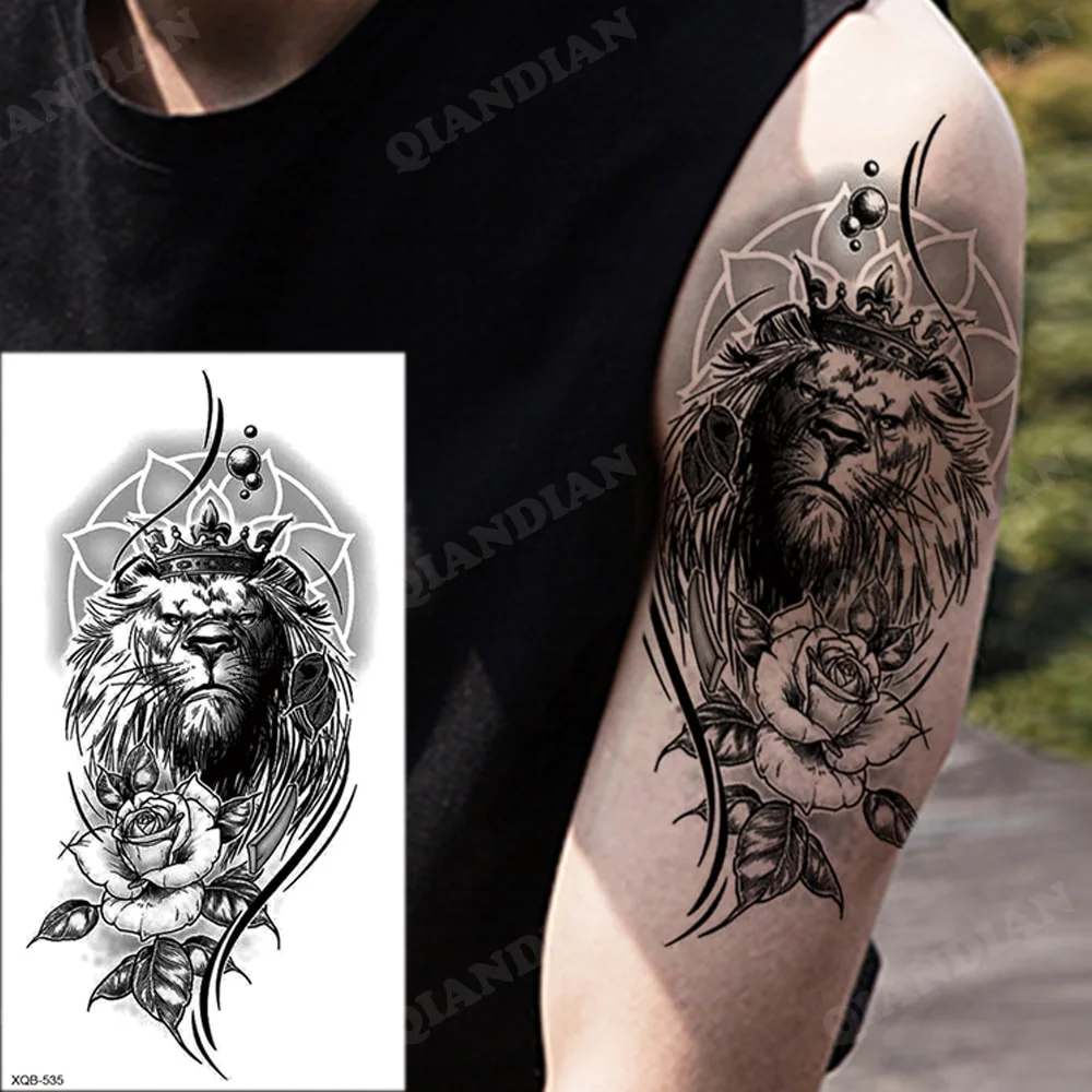 Sdrawing New Waterproof Temporary Tattoo Sticker Forest Lion King Tiger Skull Flash Man Wolf Dragon Body Art Arm Fake Tattoos Women