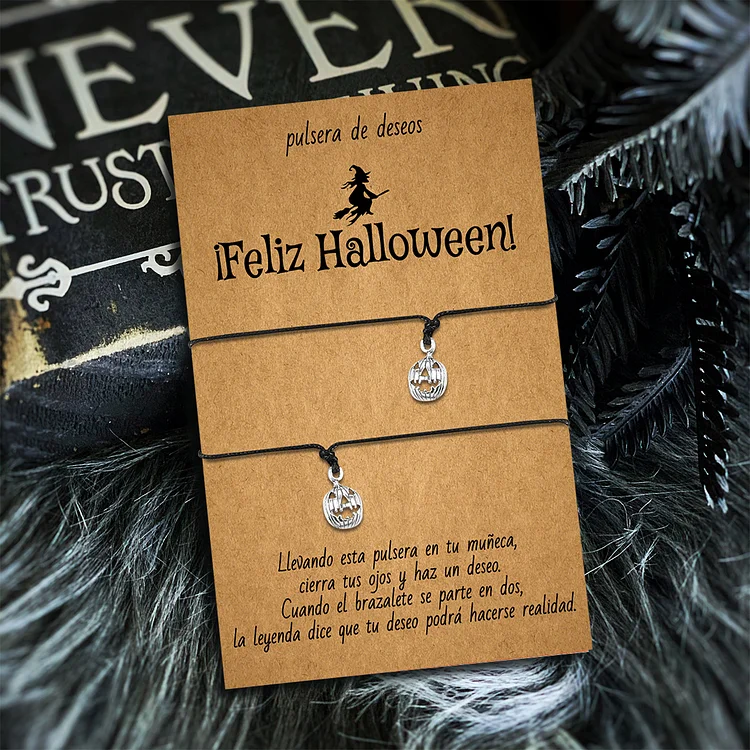 Pulsera de deseos-Unidad de 2 pulseras de calabaza🎃 ¡Feliz Halloween!