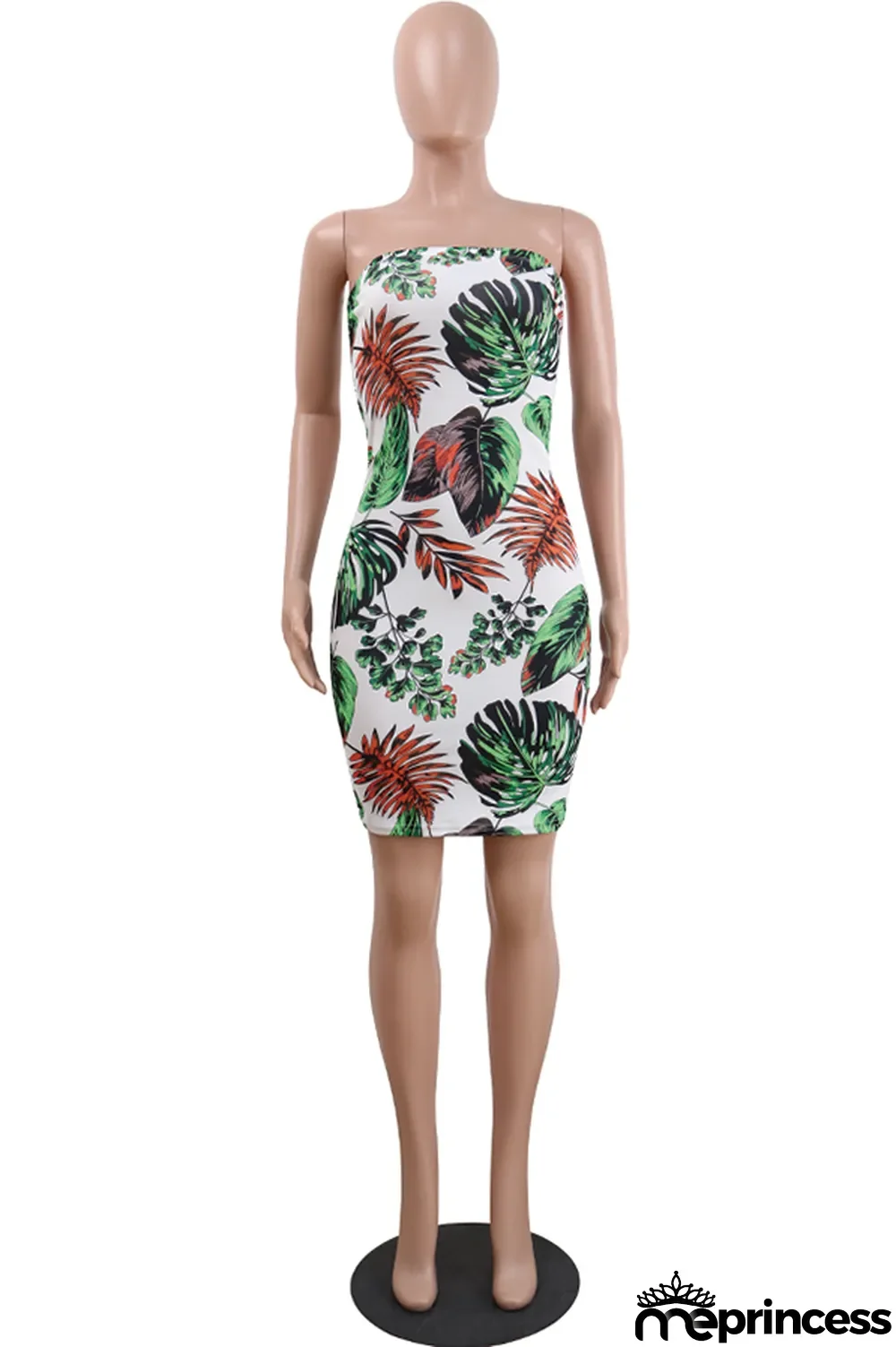 Multi-color Fashion Sexy Off The Shoulder Sleeveless Wrapped chest Hip skirt Mini Print