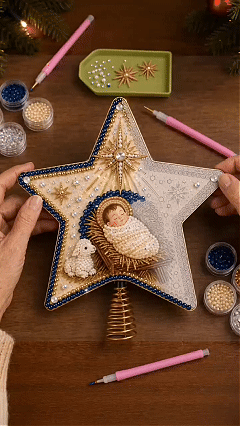 Christian pearl diamond art Christmas tree topper
