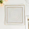 10 Pack | 10" Clear / Gold Concave Modern Square Plastic Dinner Plates, Disposable Party Plates