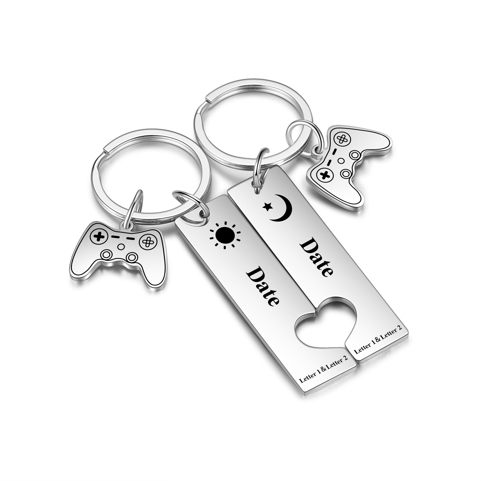 Personalised Couple Keychain Custom 2 Letters & Date Keyring Game Console Valentine's Day Gift for Him/Her-Jessemade AU