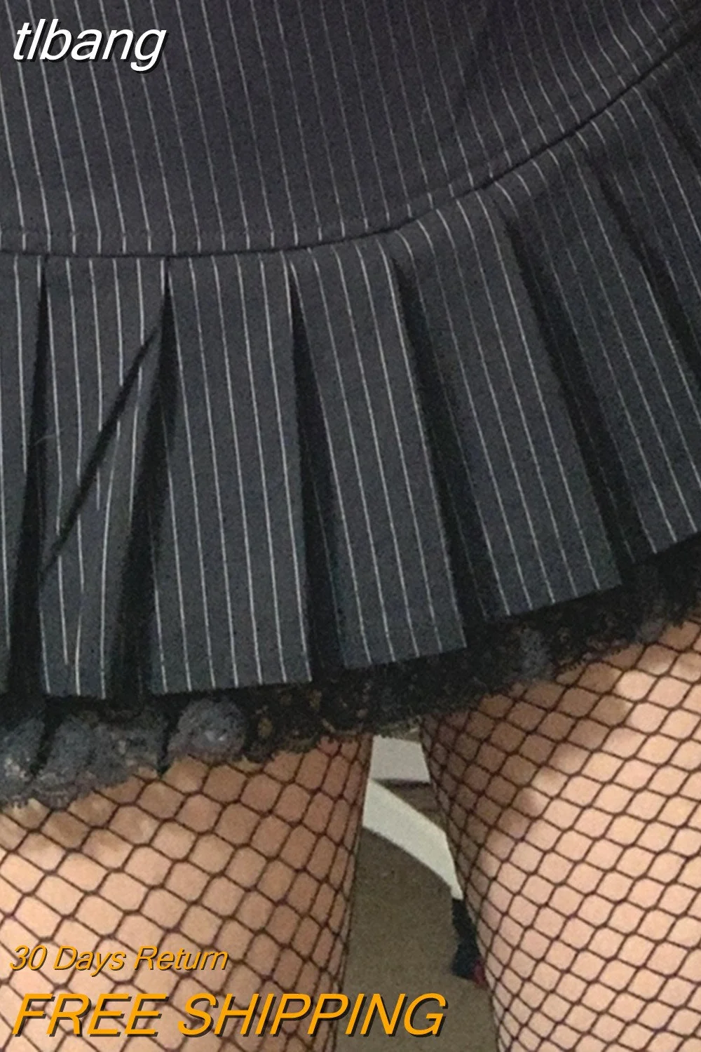 tlbang 2023 Summer Stripe Mini Pleated Skirts Women y2k Goth Black Dark Academia Sexy Street Low Waist Short Skirts Grunge