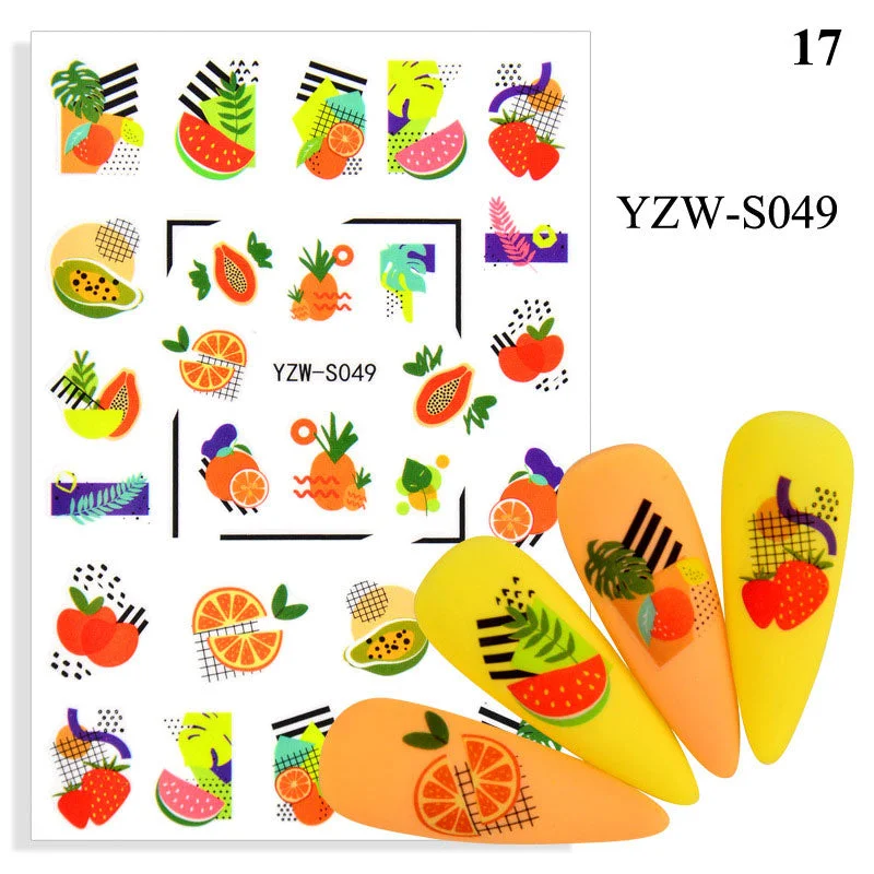 1 Sheet Human Face Nail Stickers And Decals 2021 Nail Art Decorations Set Geometric Pattern Dried Flowers Sliders For Nails Art-Nail Inspo