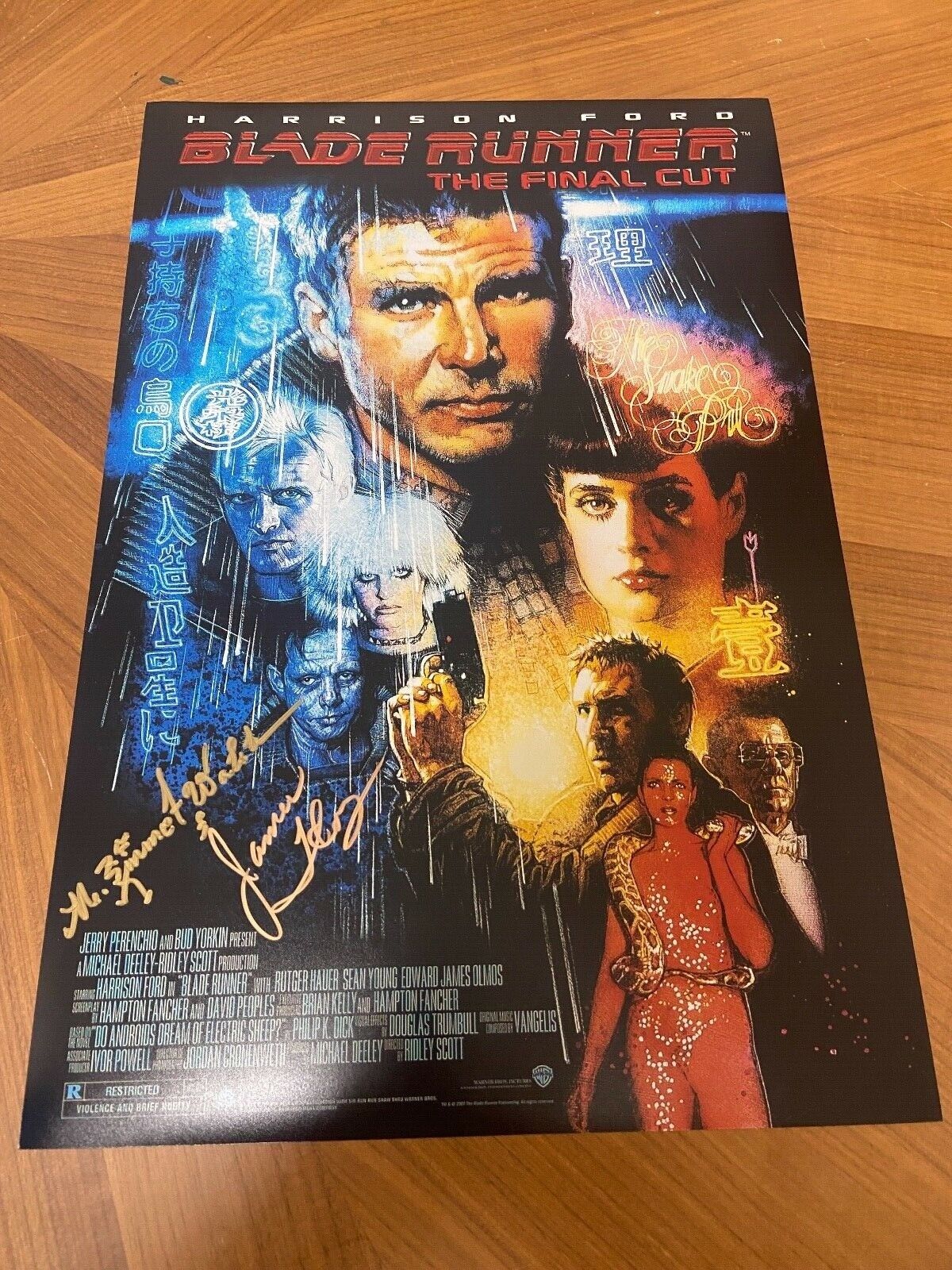 * BLADE RUNNER * signed 12x18 poster * JAMES HONG, M. EMMET WALSH * COA * 1