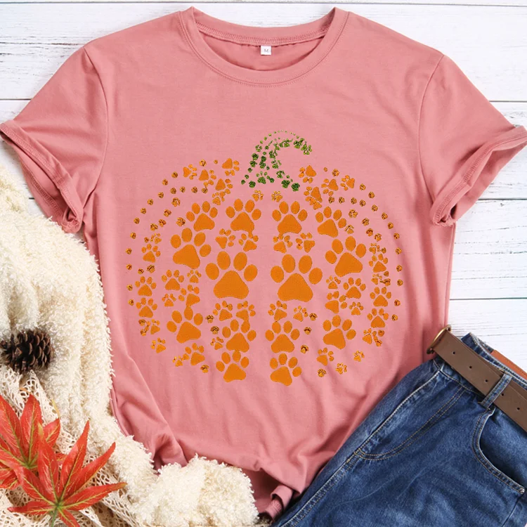🍁Be Thankful -Dog Paw Pumpkin Happy Fall T-Shirt