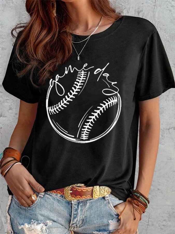 Baseball Monogram Print Short Sleeve T-Shirt