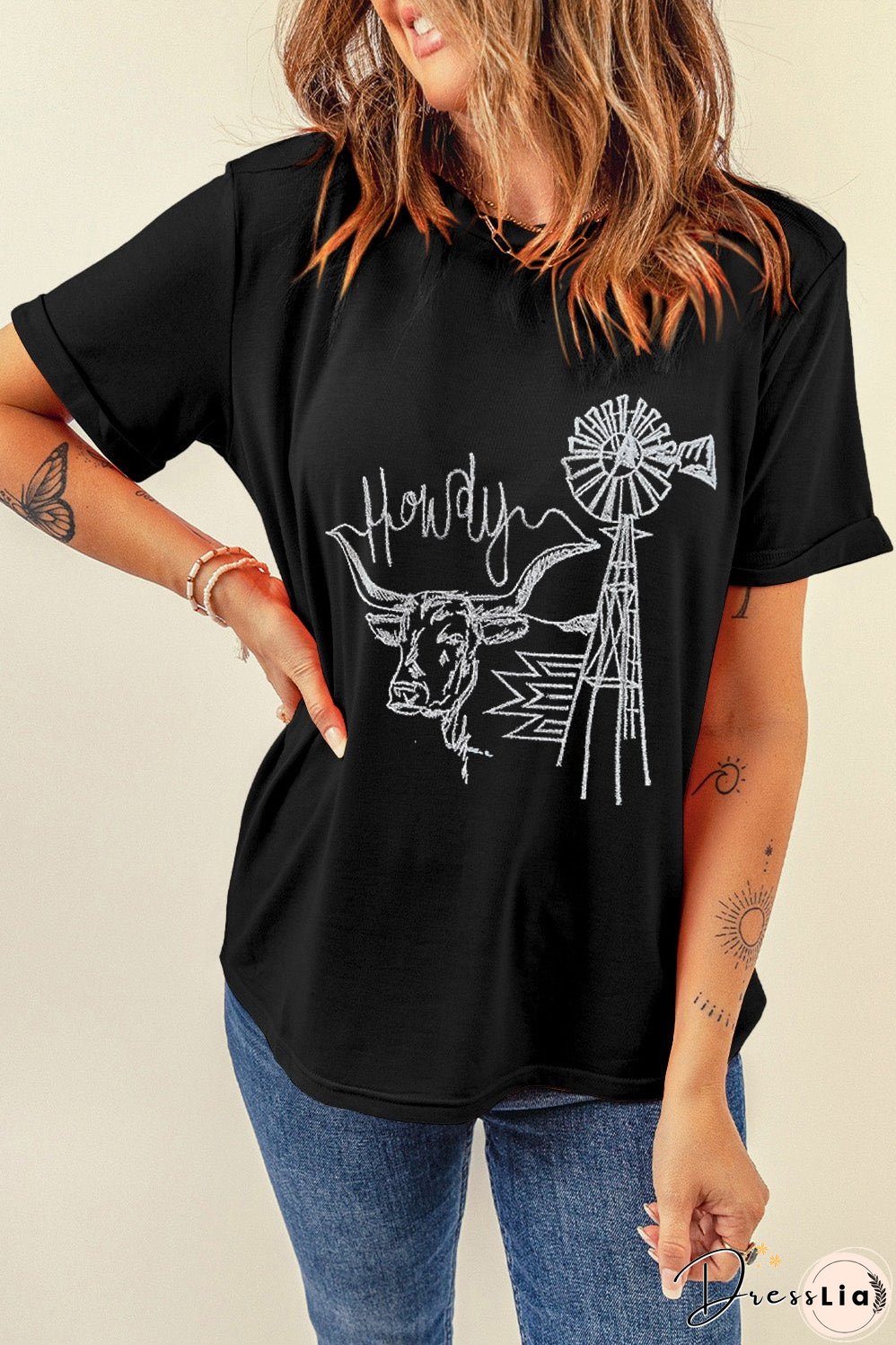 Wild West Embroidered Round Neck Tee