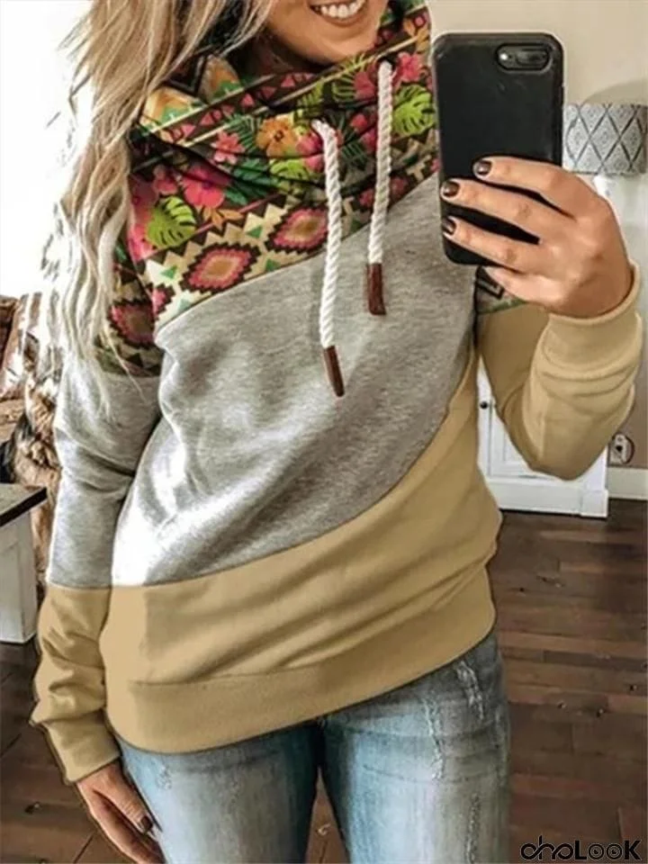 Ultra Cozy Floral Printed Contrasting Drawstring Hoodies