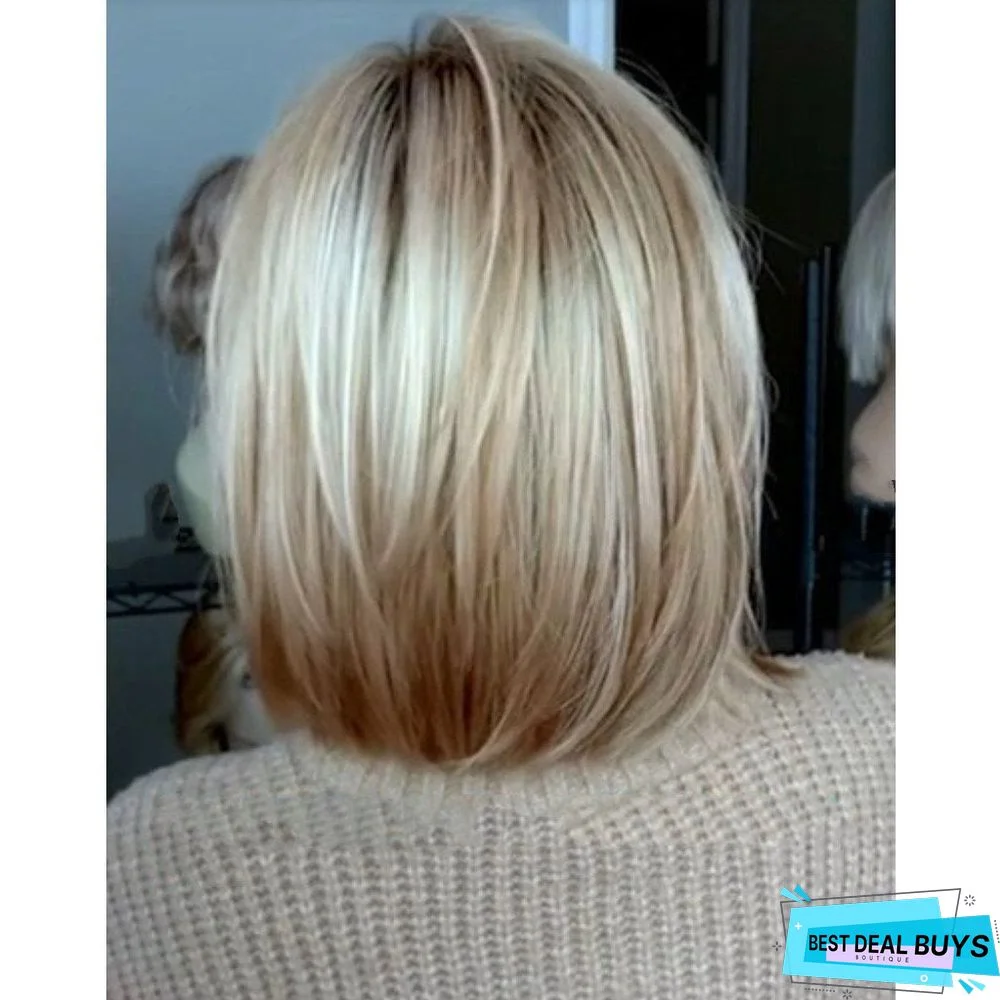 European and American Women's Short Straight Hair Mixed Color Machine-Made Chemical Fiber Headgear