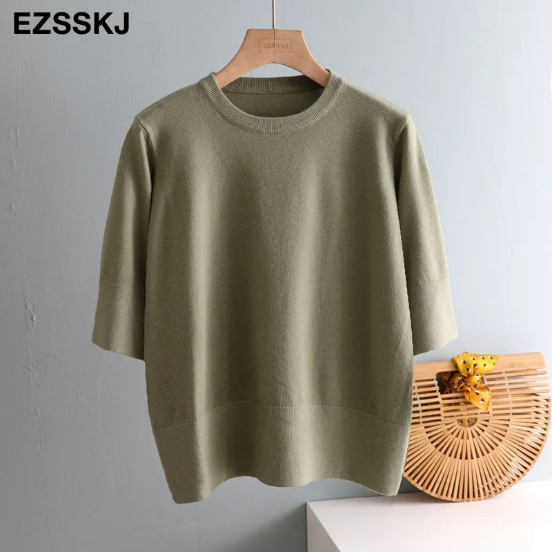 chic Autumn winter loose thick Sweater Pullovers Women half Sleeve casual 2020  o-neck warm basic Sweater knit Jumpers top