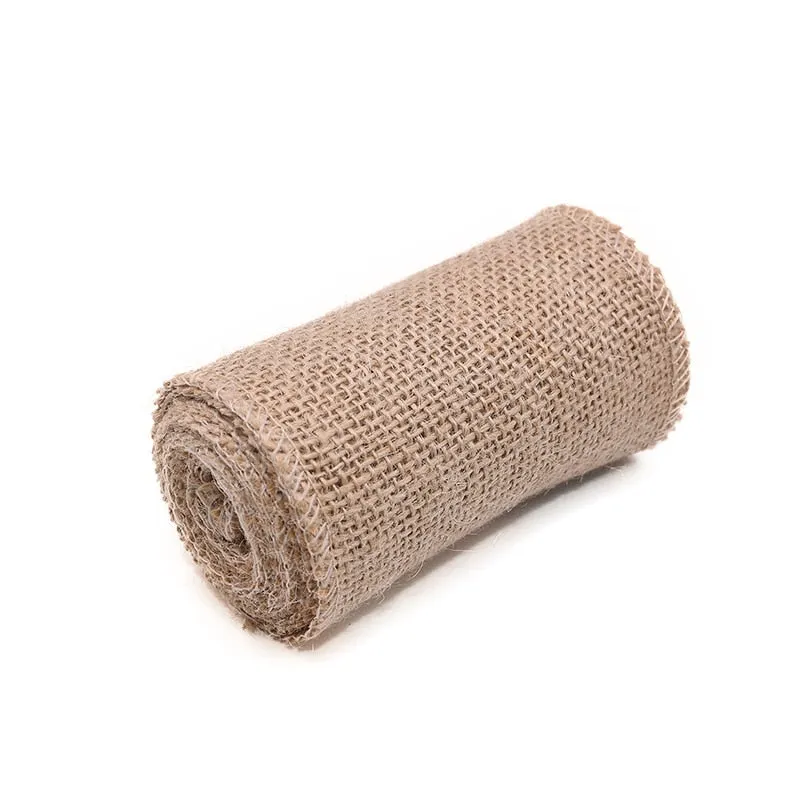 2M Natural Jute Burlap Hessian Ribbon Rolls Vintage Rustic Wedding Decoration Christmas Gift Wrapping Festival Party Home Decor
