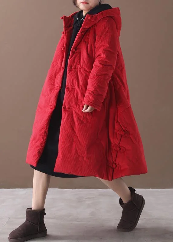 Warm red winter outwear plus size clothing snow jackets winter hooded coats