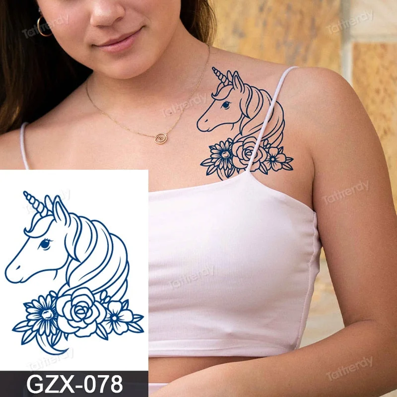 Juice Ink Natural Tattoo Water Transer Long Lasting Blue Semi-permanent Temporary Tattoos Small Hand Sleeve Armband Painting