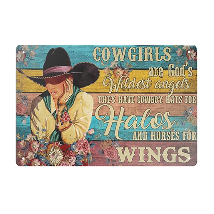 Cowgirl - enseigne vintage en étain - 7.9x11.8 & 11.8x15.7inch