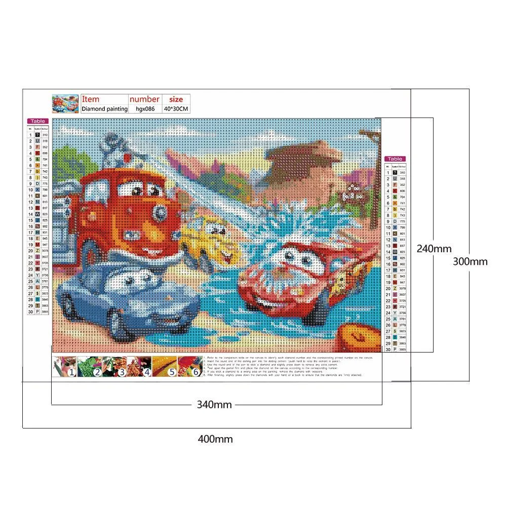 Diamond Painting - Full Round Drill - Cartoon Car(40*30cm)