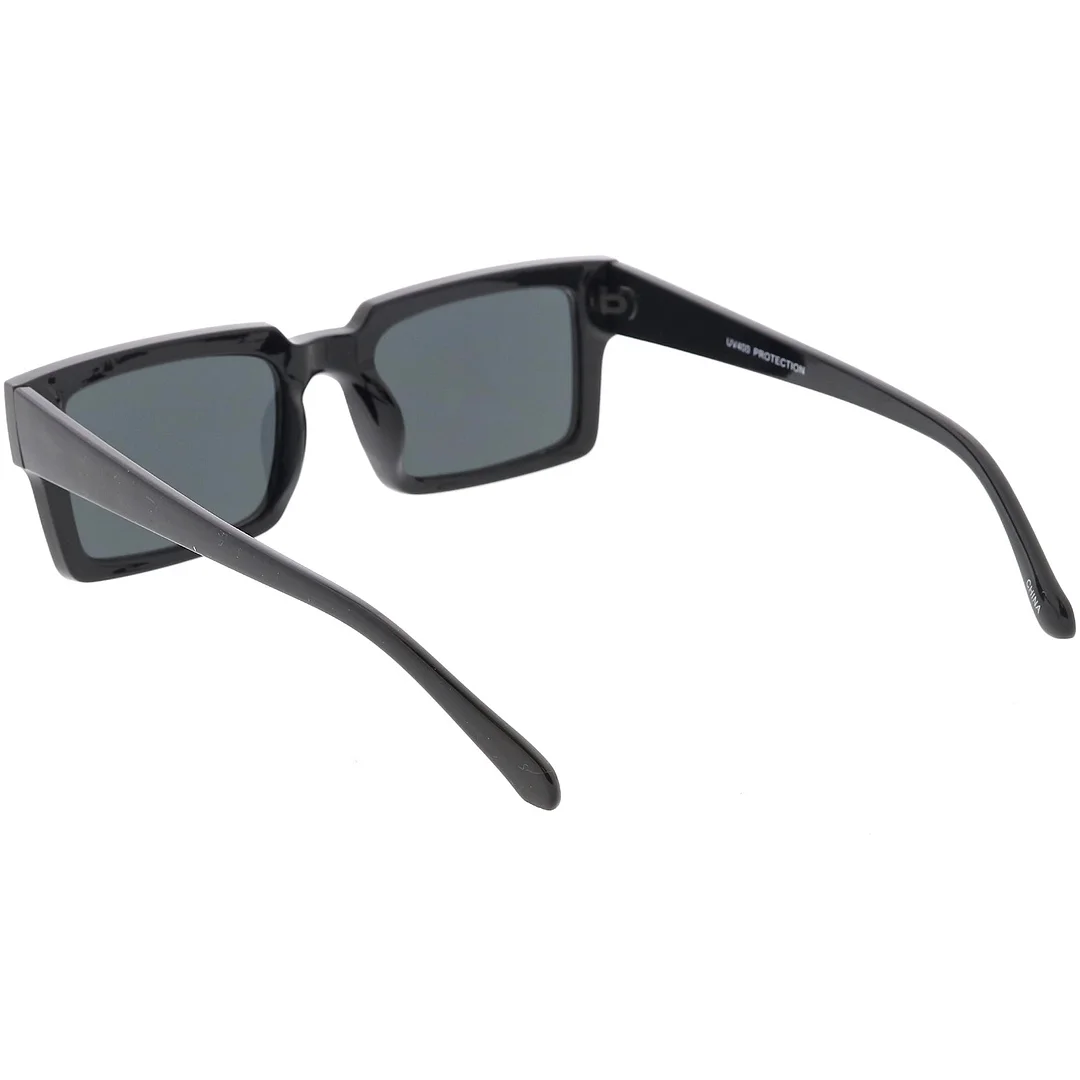 Retro Horn Rimmed Square glasses Wide Arms Flat Lens 51mm