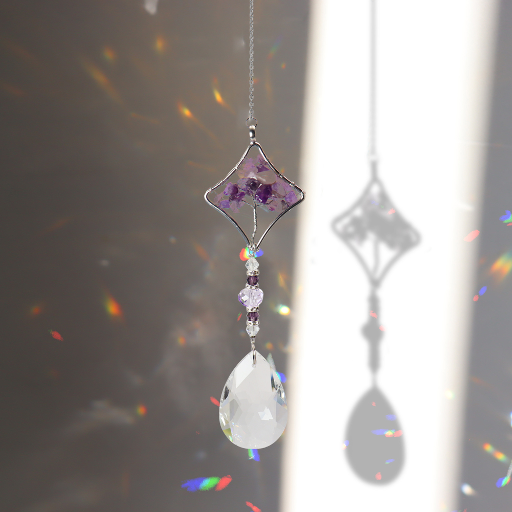 

Prismatic Purple Tree - Art Crystal Suncatcher, 501 Original